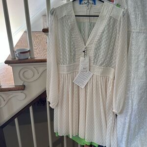 NEW $1050 zimmermann flowy white sun dress polka dot size 3 8 10